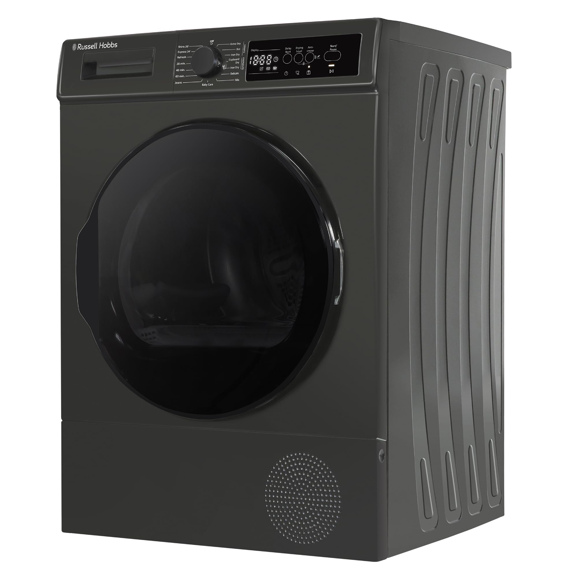 Russell Hobbs Freestanding Electric Heat Pump Condenser Tumble Dryer, 8kg Capacity, 15 Programmes, 3 Heat Settings, LED Display, Anti-Crease, Child Lock in Anthracite RH8HPTD1E12AN — view 12