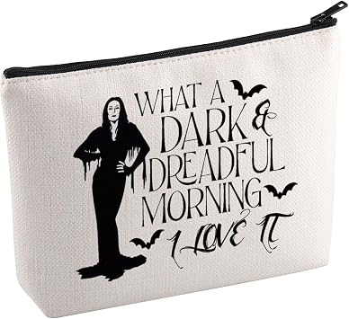 KUIYAI TV Series Merchandise Makeup Bag Morticia Fans Gift Horror Movie Lovers Gift With A Dark And Dreadful Morning Love It Cosmetic Bag Dark&Dreadful Mup