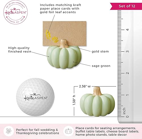 Miniatura 6 de Kate Aspen Decoración de otoño mini titular de tarjetas de calabaza verde (juego de 6), ajustes de lugar, perfecto para decoración de mesa de Acción