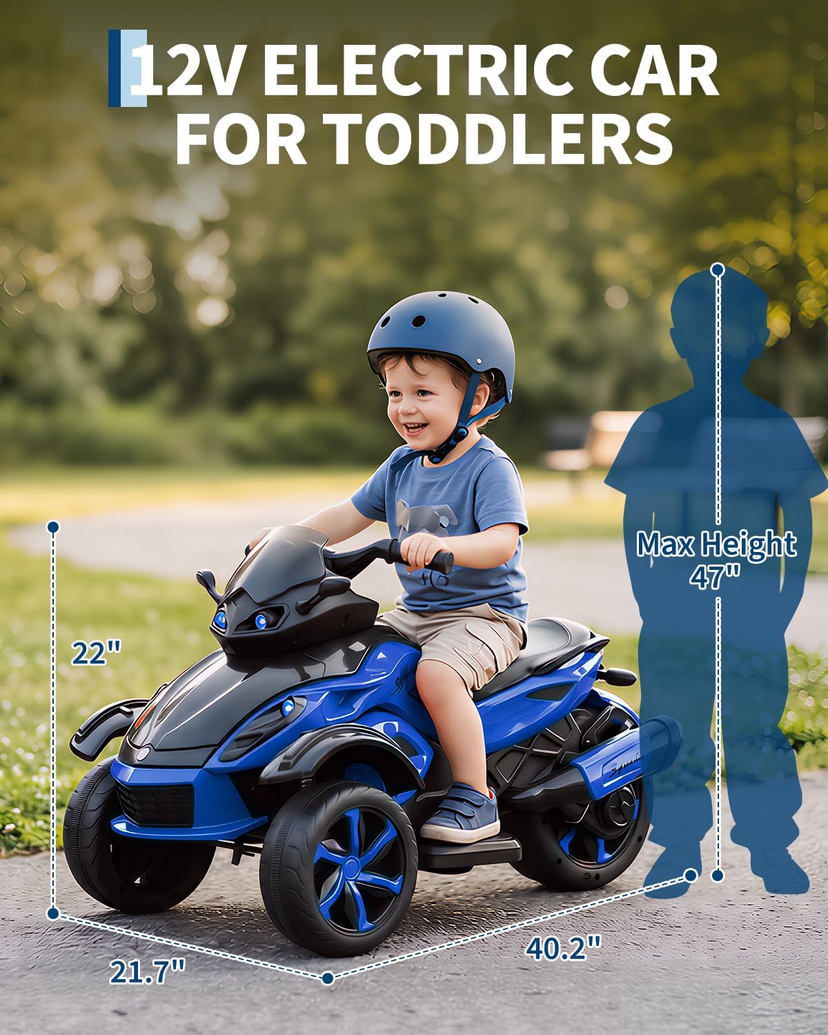 GarveeHome Kinder Quad Elektro 12V Kinderfahrzeug Mit LED, Musik & Langsamer Start Für Kinder Von 3-8 J