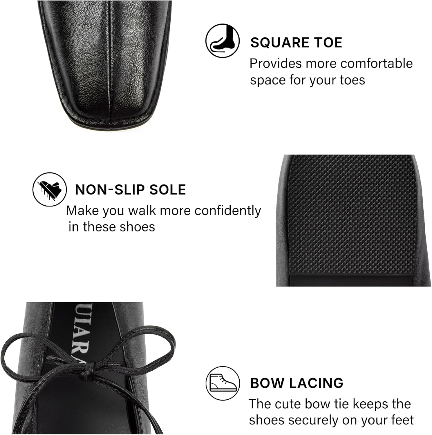 Lace up Ballet Flats Women Square Toe Mary Jane Flats Bow Slip On Comfortable Ballerina Shoes - Image 3