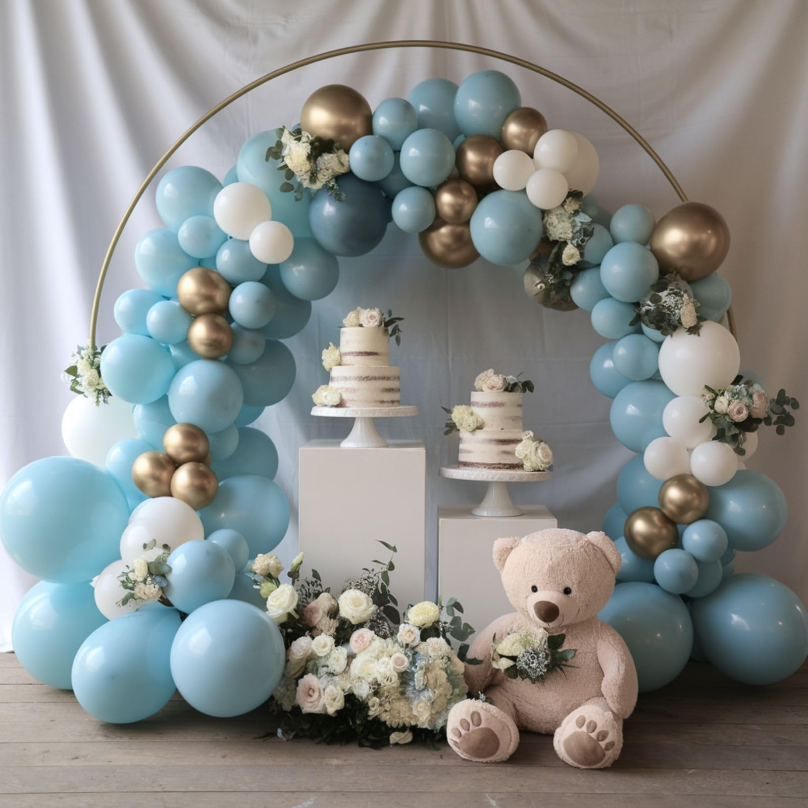Staubige blaue und goldene Luftballons, 30,5 cm großer blauer goldener Ballon, metallischer Gold-Retro-Nebel-Blau-Weiß-Konfetti-Ballon, Latex-Ballon für Hochzeit, Babyparty