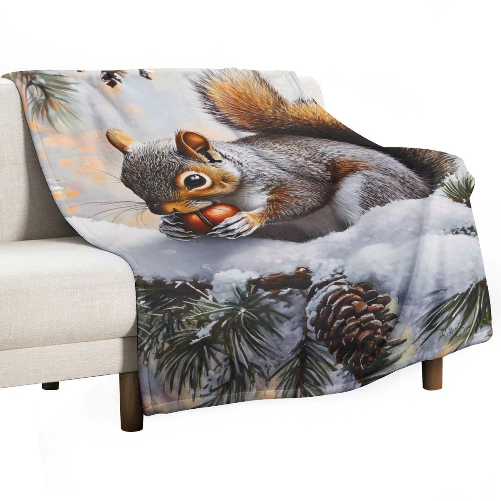CGSBNGHA Squirrel Cute Animal Flannel Fleece Blanket Lightweight Soft Throw Blankets for Sofa Couch Bed Chair