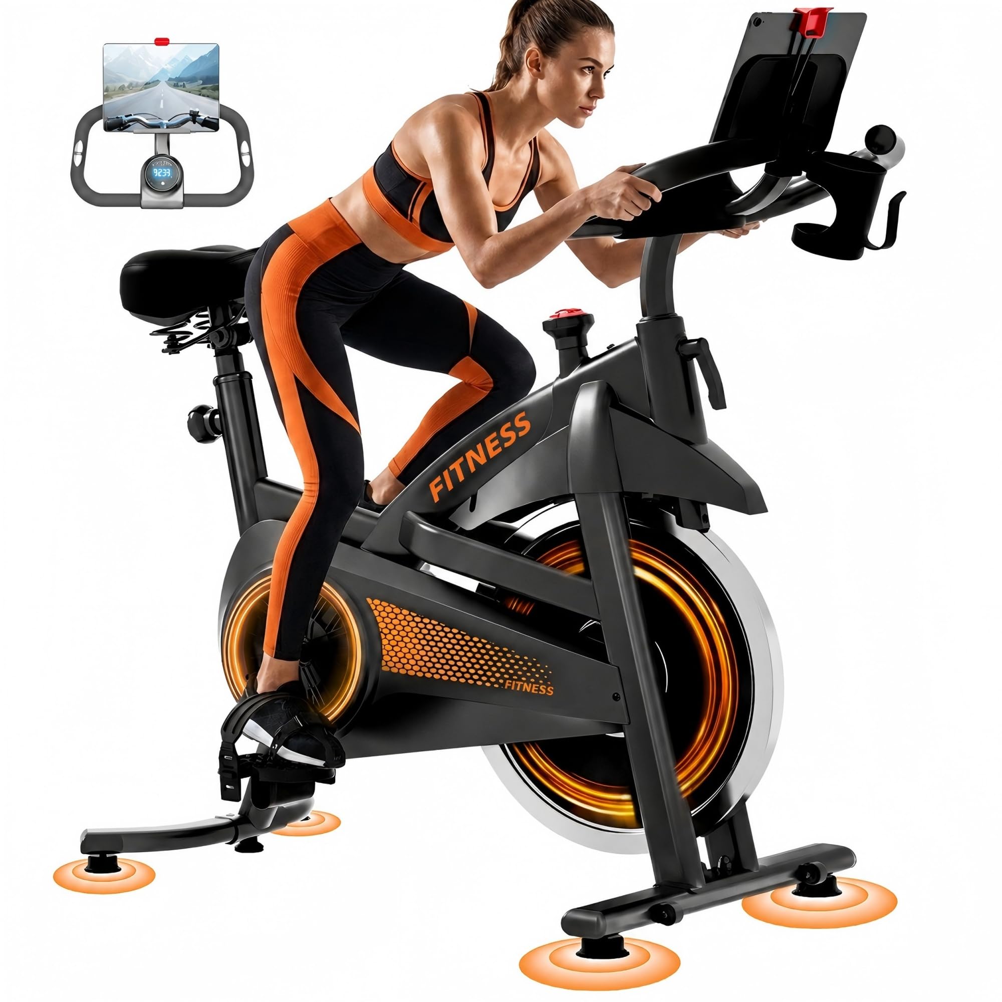 UMAY Stationary Exercise Bike with LCD Monitor, 136 kg Max Capacity