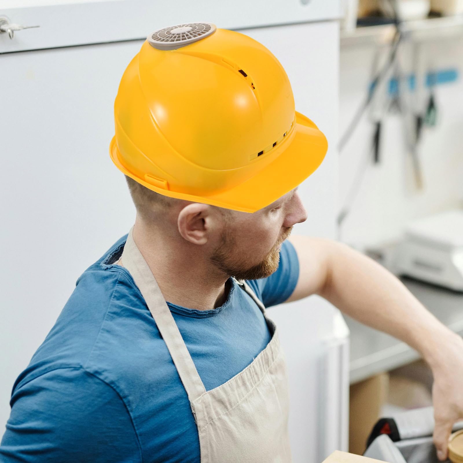 Casco de Construcción Amarillo Ventilador USB Decoracion Verano