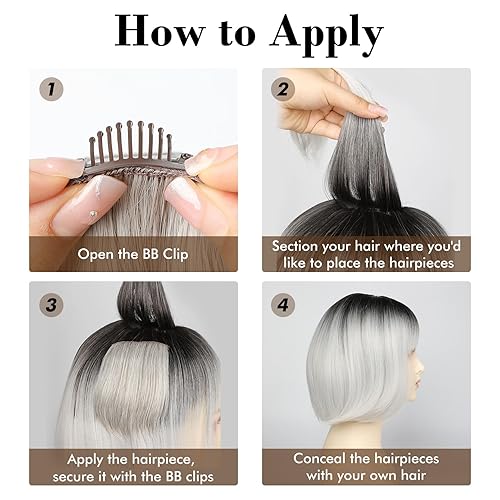 Miniatura 5 de REECHO Extensiones de cabello grueso con clip de volumen extra para mujeres (4 pulgadas, paquete de 2 unidades, rubio ceniza oscuro)