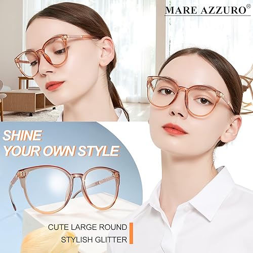 Miniatura 2 de MARE AZZURO Anteojos de lectura grandes brillantes para mujer, de moda, redondos, para lectores 0 1.0 1.25 1.5 1.75 2.0 2.25 2.5 2.75 3.0 3.5 4.0