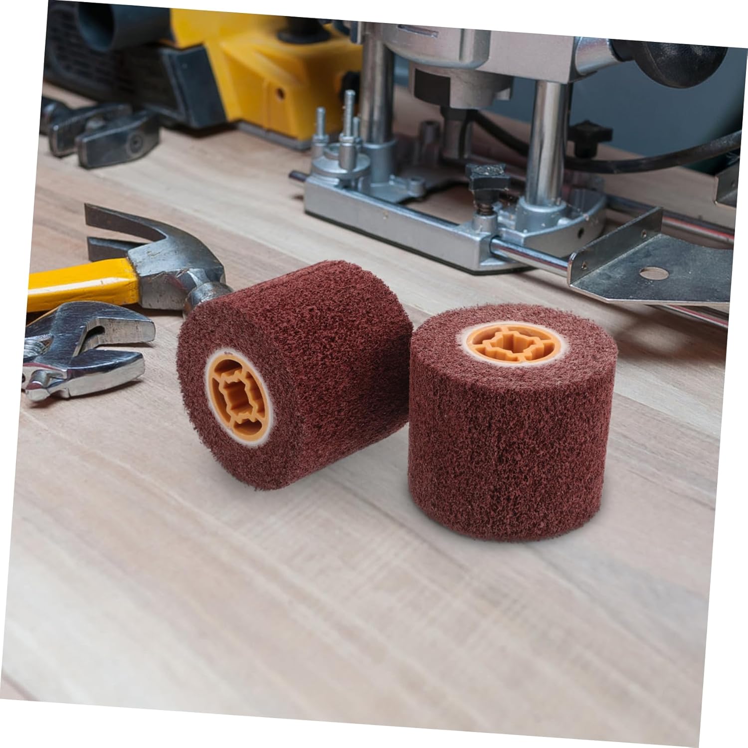 Cabilock 2pcs Stainless Steel Burnishing Wheel for Metal Surface Polishing Drawing Drum Brush for Easy Replacement and Reliable Performance