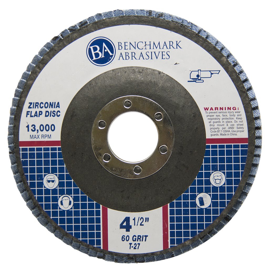 Benchmark Abrasives 4.5 pulgadas Premium Zirconia Tipo 27 discos de aleta muelas abrasivas para acero inoxidable 7/8 pulgadas cenador grano 60 – 10 unidades
