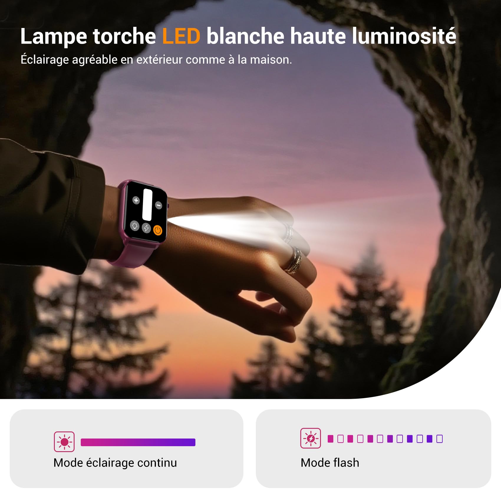 IOWODO Montre Connectée Femme, Appel Bluetooth, Écran 1.85" à LCD, Notifications Réseaux Sociaux, Cardiofréquence/Oxymètre/Analyse Sommeil, 100+ Modes Sports, pour Android& iOS(Violete)