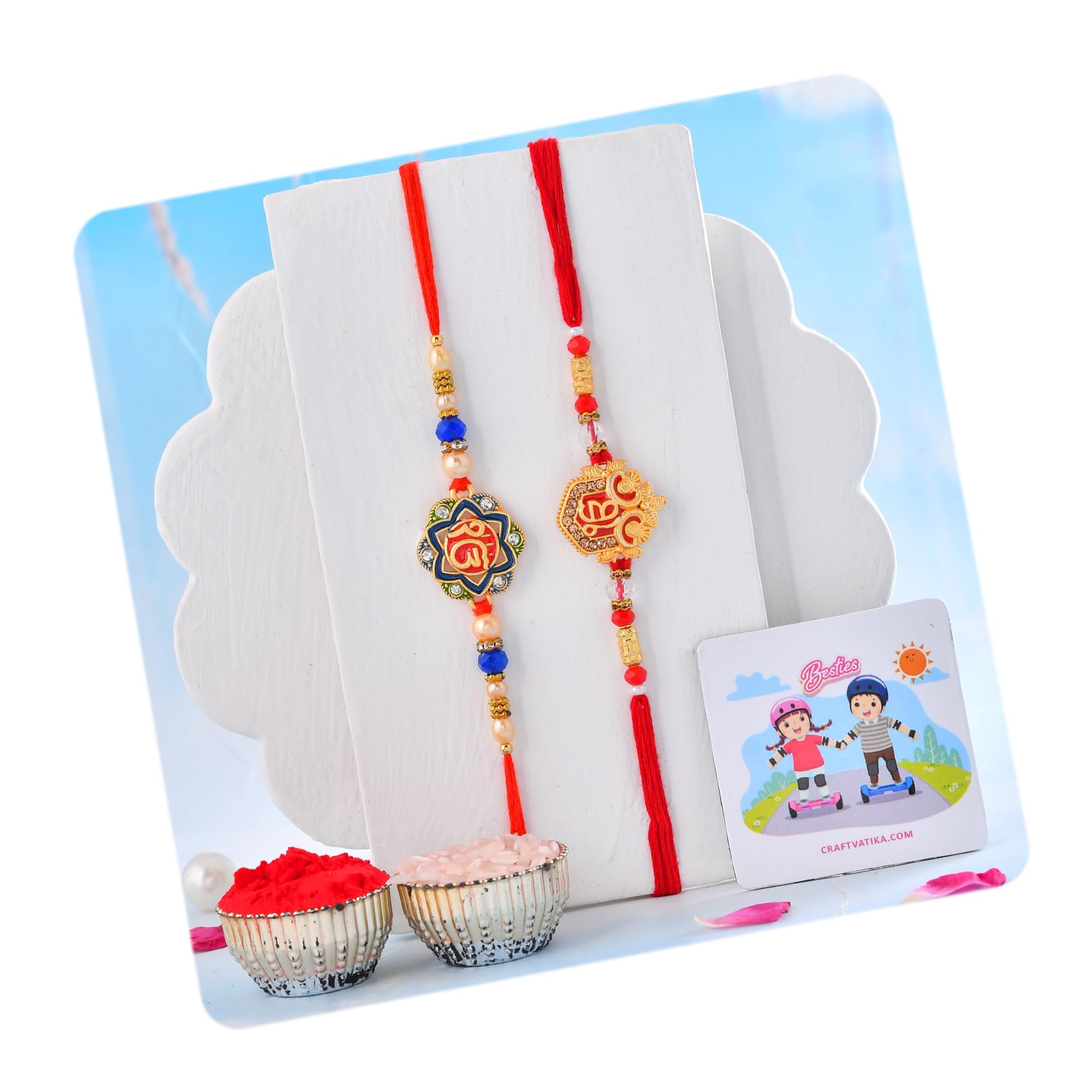 CraftVatika Rakhi for Brother Boy Men Bhaiya Set of 2 with Gift Combo Premium Punjabi Ek Omkar Rakhi for Veere, Veer Ji, Rakshabandhan Rakhi Gift Combo, Fridge Magnet Gift for Door Decor-image-16