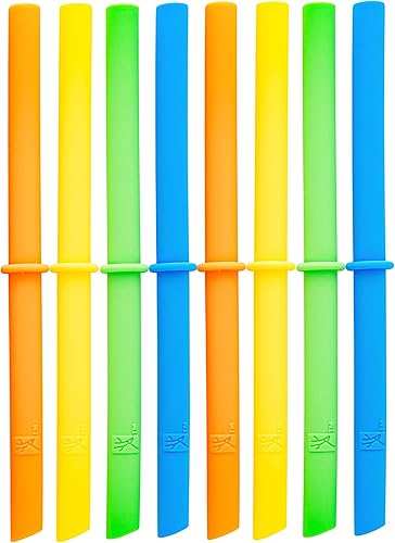 Miniatura 8 de Elk and Friends Pajitas de silicona reutilizables para adultos y niños con tapón para tarros o vasos Mason de 12 y 14 onzas, paquete de 8 pajitas