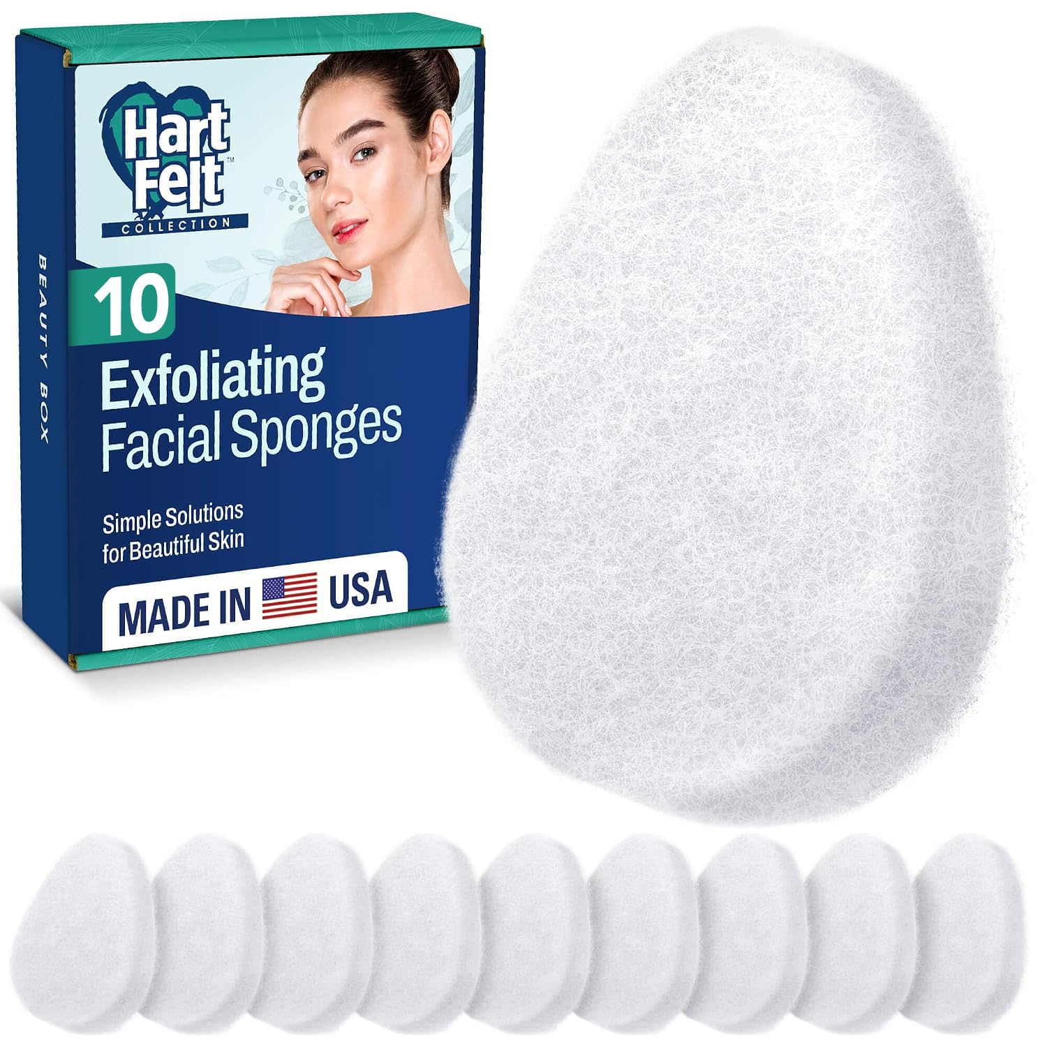 HartFelt FacialExfoliation Beauty Box z peelingiem do twarzy, super miękka złuszczająca gąbka do kąpieli, delikatny złuszczacz skóry i zmywacz martwego naskórka, gąbki pod prysznic dla kobiet i mężczyzn, pudełko prezentowe do szorowania prysznicowego, 10