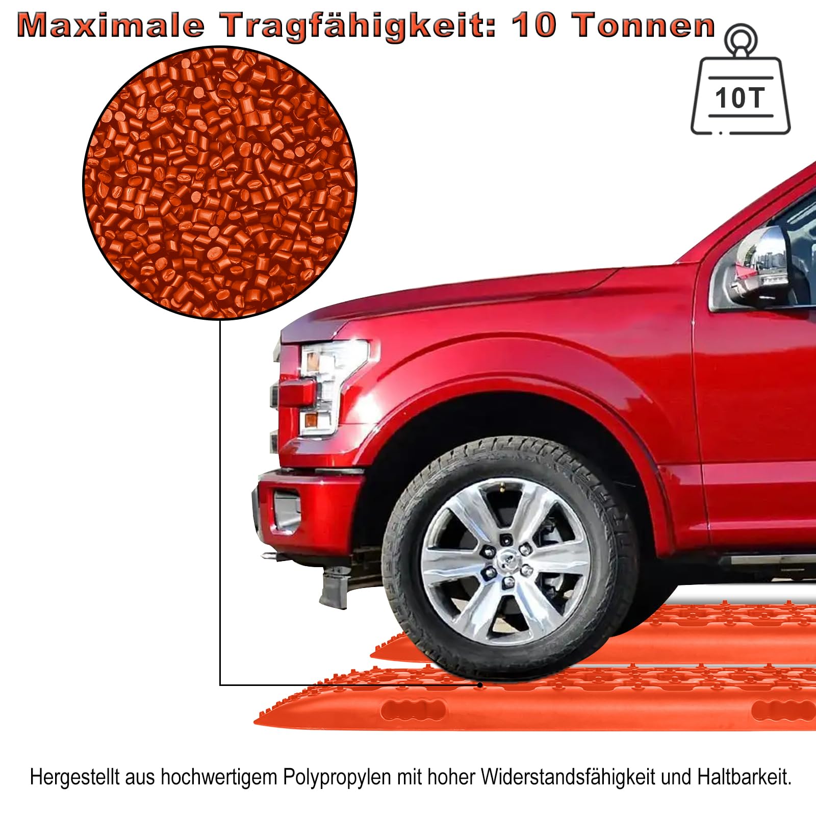 ACXIN 2 Stück Sandbleche Anfahrhilfe – 10T Offroad Recovery Boards Traktionsmatten Traktionshilfe Gripmatten – Offroad Zubehör Reifenleiter für PKW, LKW, Geländewagen, Wohnmobil, Orange