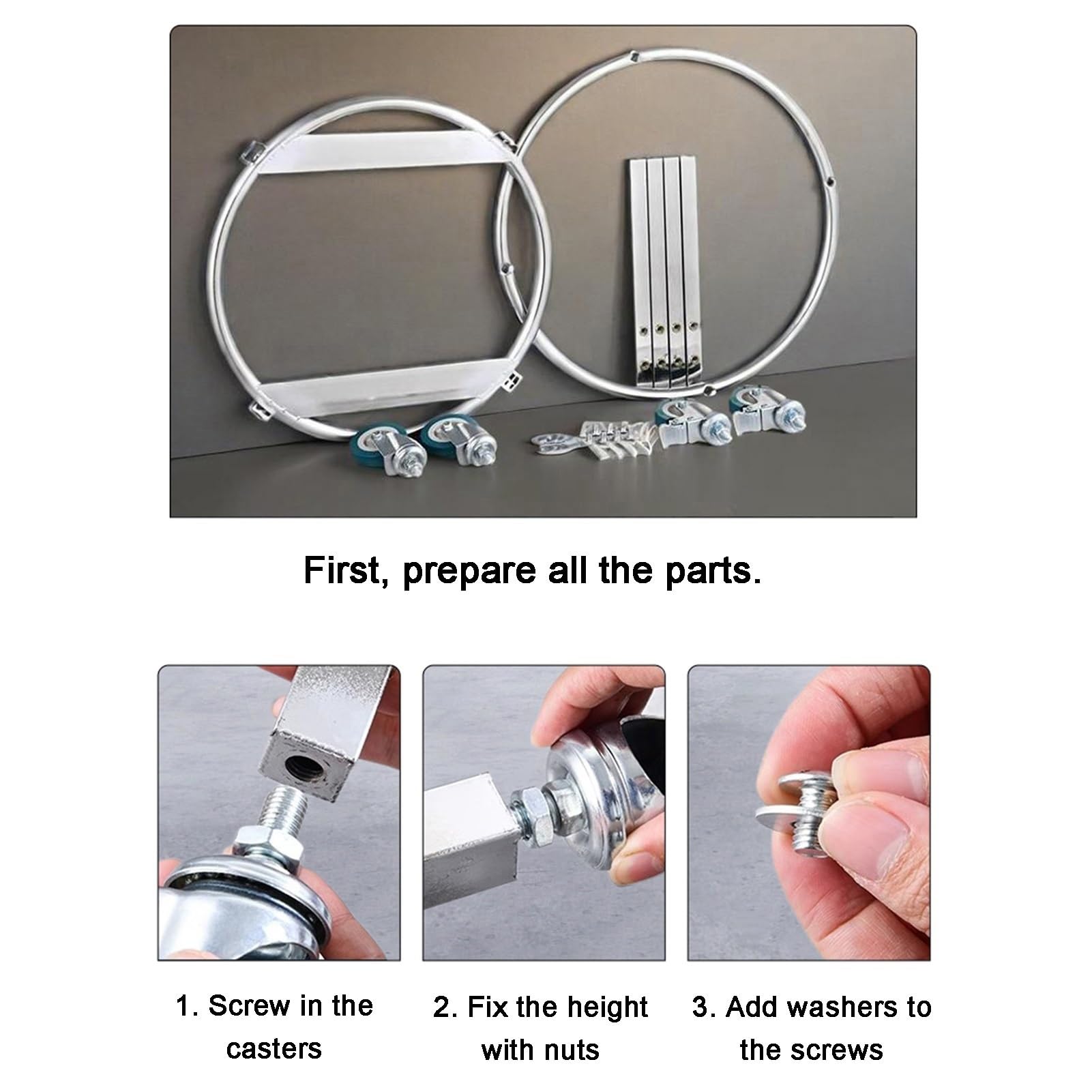Estante para ollas de Acero Inoxidable Resistente con Ruedas - Soporte móvil para bombonas de Gas y Cubos de Almacenamiento, Cubos de Leche (55x55x51cm) - Organizador Duradero