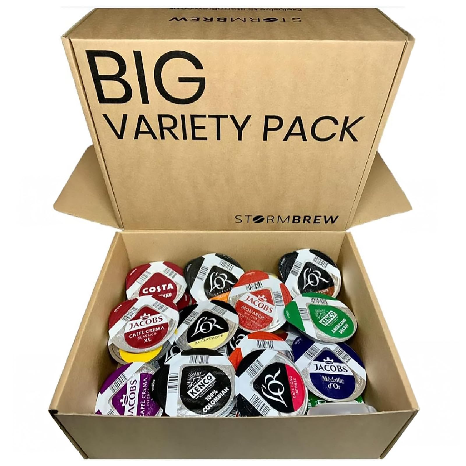 32 Tassimo T Discs (Pods, Capsules) Coffee Only Variety, Selection Pack in StormBrew Gift Box