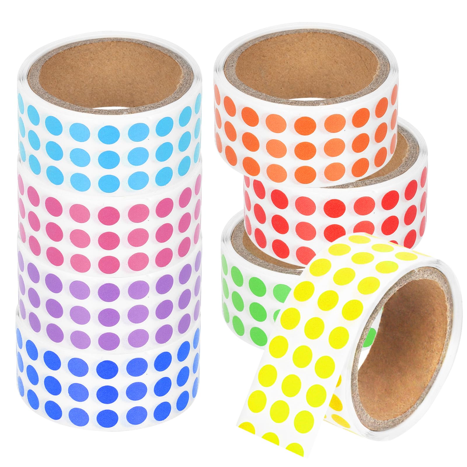 Mardatt 4000Pcs 8Roll Colored Circle Dot Stickers Round Coding Labels Sticker Color Code Dot Stickers Self-Adhesive Circle Sticker for Inventory Organize, File Classification(8 Colors)
