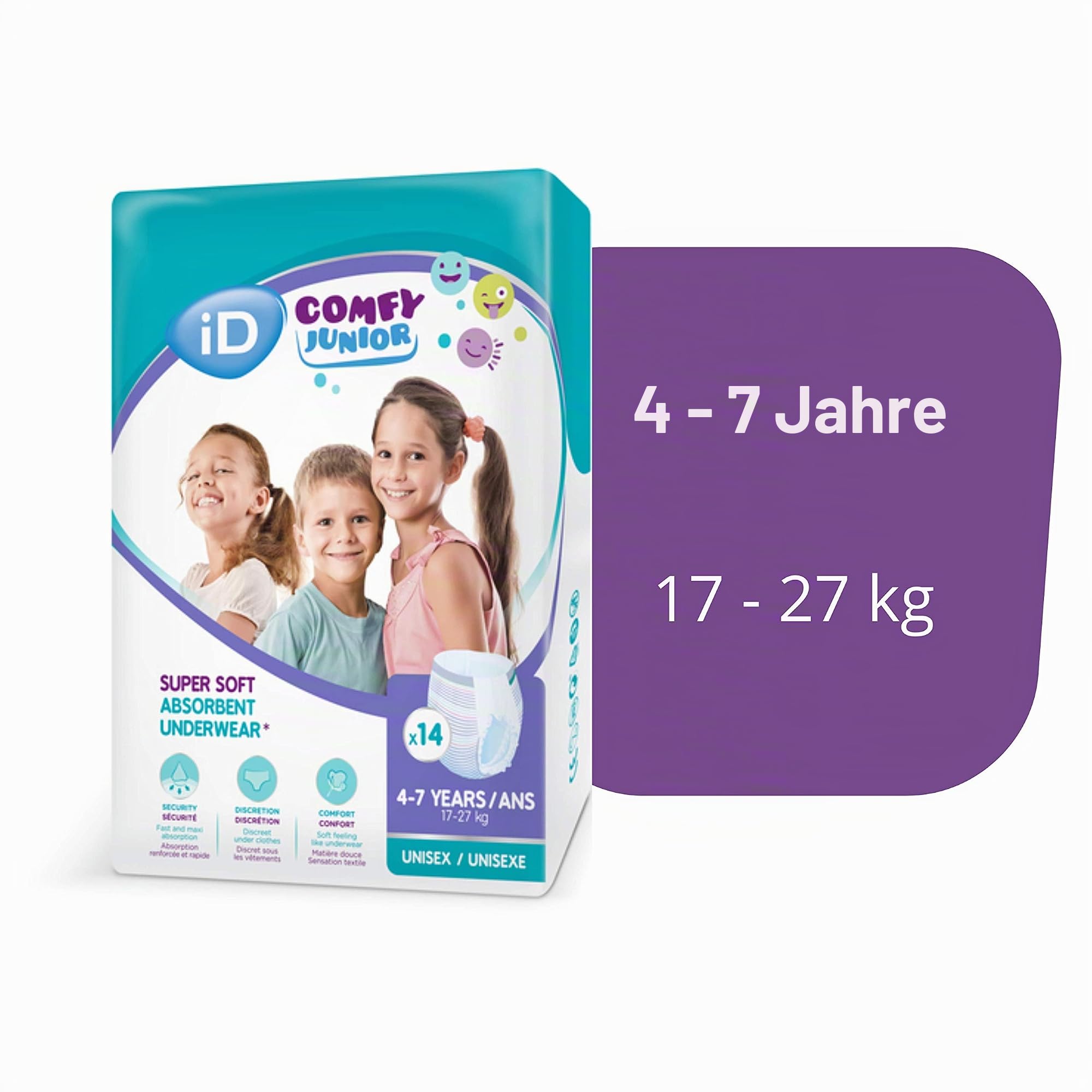 iD Comfy Junior Pants - für Kinder von 4-7 Jahren - bei Bett- und Hosennässen