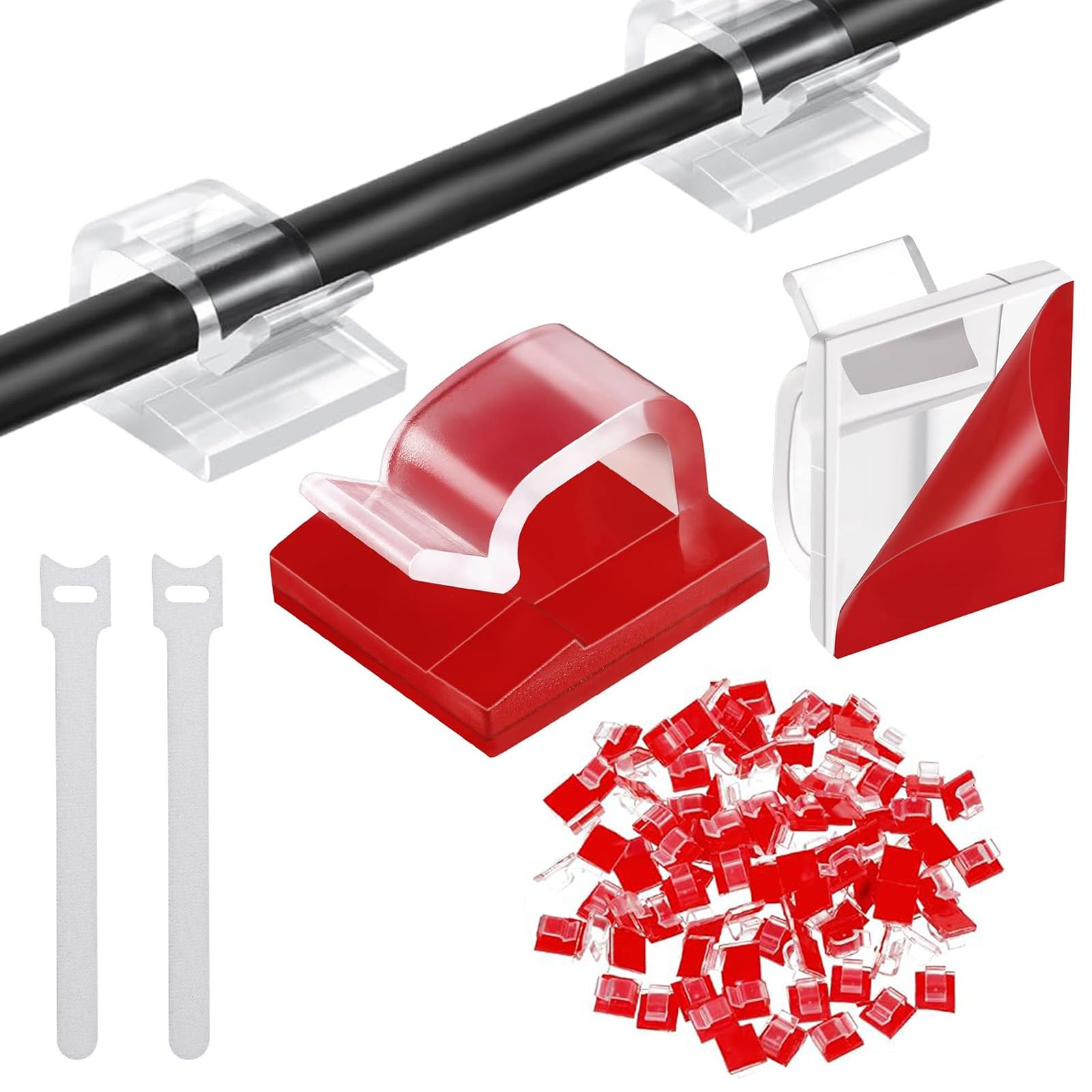 Fermacavi Autoadesivi - 50 Pezzi Nero Per Gestione Cavi TV, PC, Casa E Ufficio