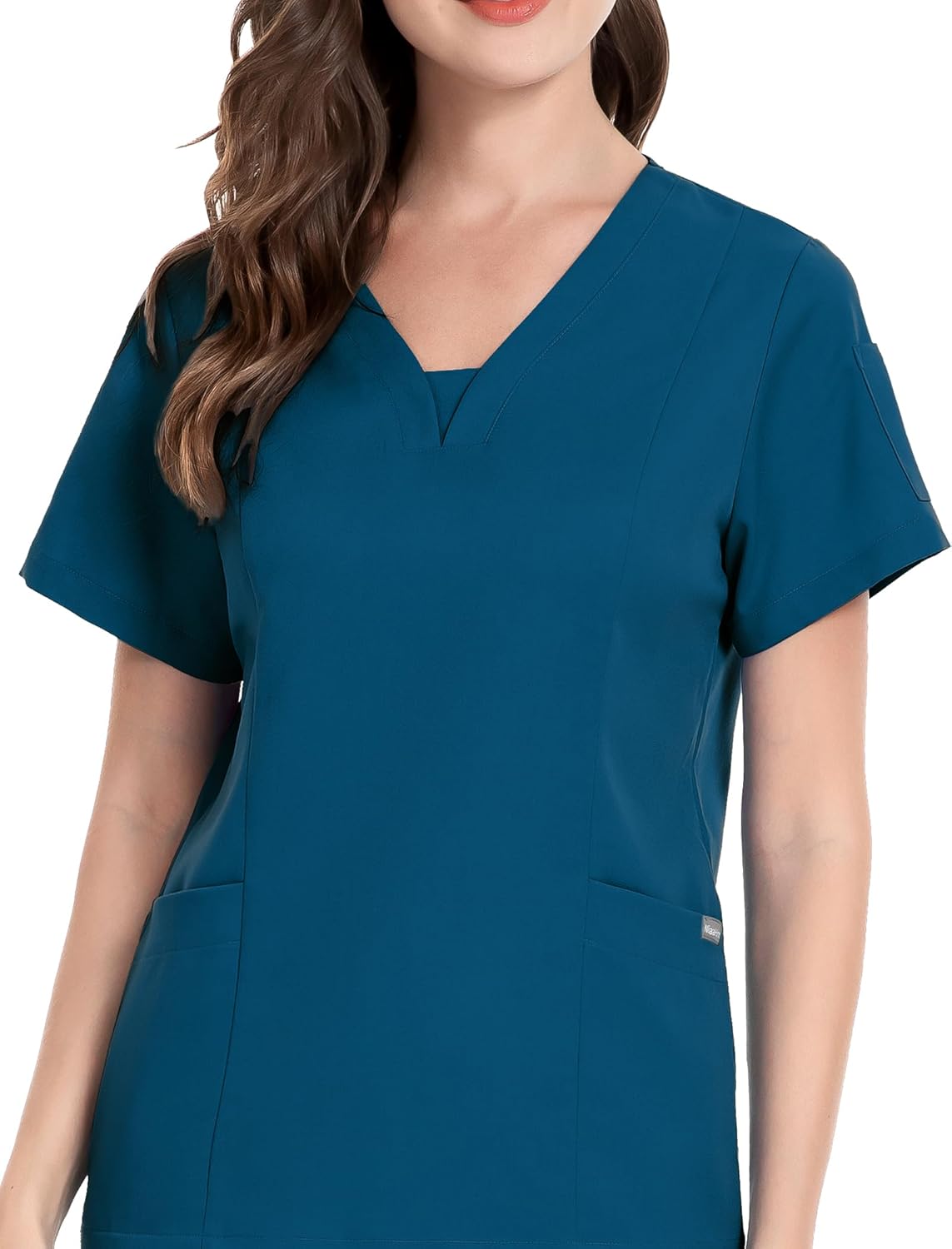 niaahinn Scrub Suit Set for Women Modern V-neck Top & Tapered Leg Jogger Pants with Drawstring Medical Nursing Uniforms Set - Image 4