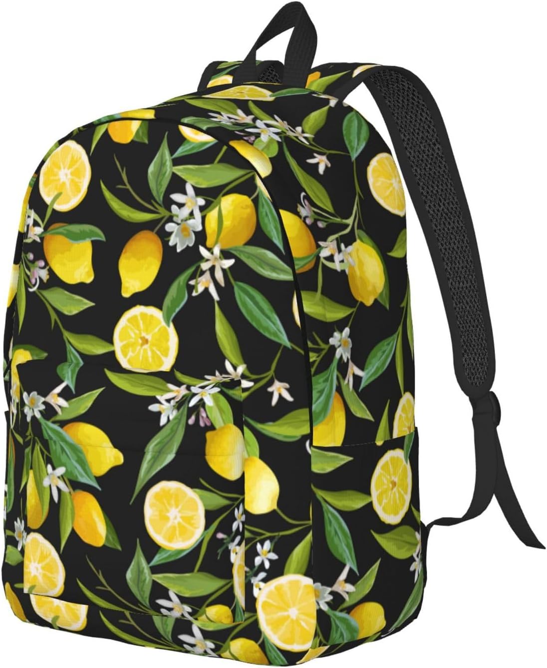 Cool Lemon Fruit Flower Backpack for Girls Boys Women Lightweight Canvas Bookbag Casual for Travel Outdoor Camping, 15 Inch, Small image 4