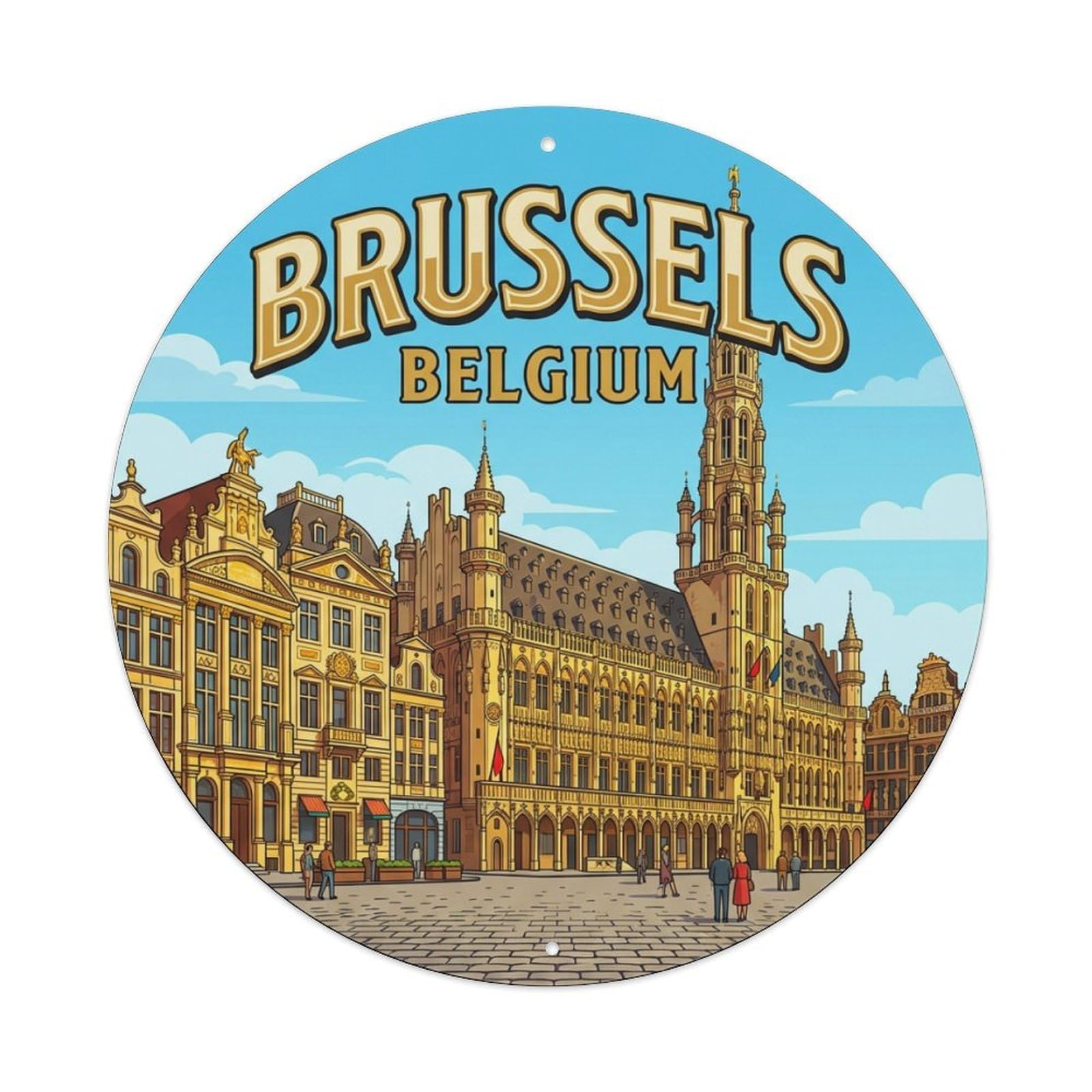 Galvaxio Style Vintage Travel Belgium Brussels Metal Tin Sign