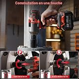 Avhrit 1600 N.m Clé à Choc Sans Fil Brushless avec Deux 4000mAh batteries, 1/2" Boulonneuse à Choc Électrique pour la voiture et la Maison, avec 5 Douilles à Chocs - 7