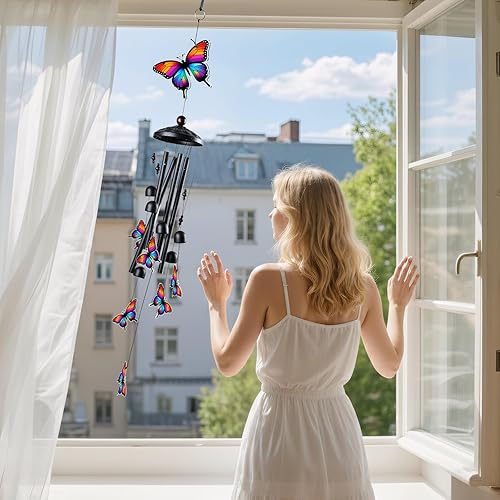 Miniatura 3 de Campanillas de viento de mariposa para exteriores, campanillas de viento acrílicas elegantes para exteriores e interiores, regalos de cumpleaños