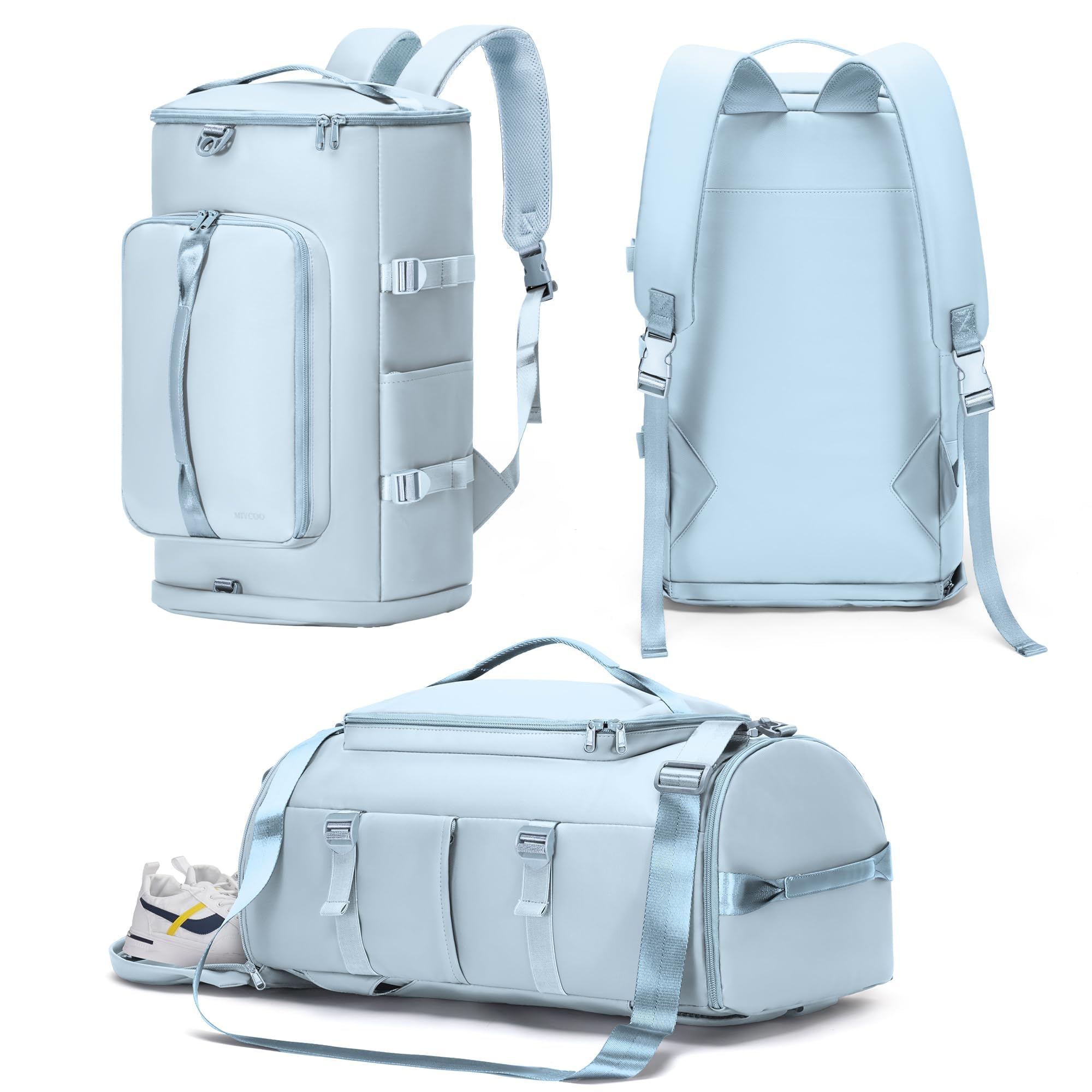 Gym Bag with Shoes Compartment - Duffle Bag for Men and Women, Travel Backpack Weekender Overnight Bag, Sports Bag with Wet Pocket Blue - MIYCOO