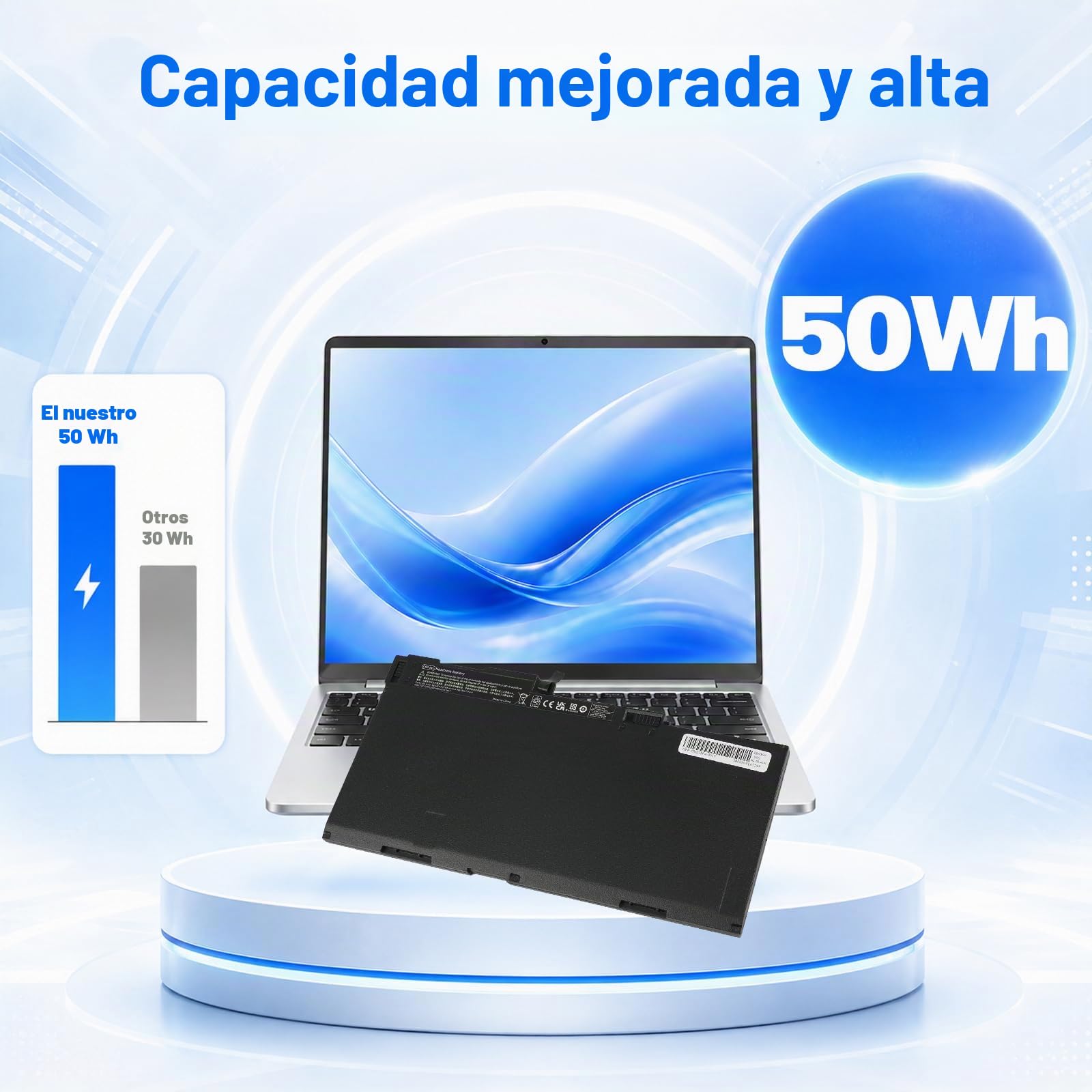 CM03XL 717376-001 Batería de portátil Compatible con HP 840 845 850 855 740 745 750 755 G1 G2 ZBook 14 G2 15u Series HSTNN-LB4R 716723-271 CO06 CO06 XL [ 11 1 V/4500 mAh]
