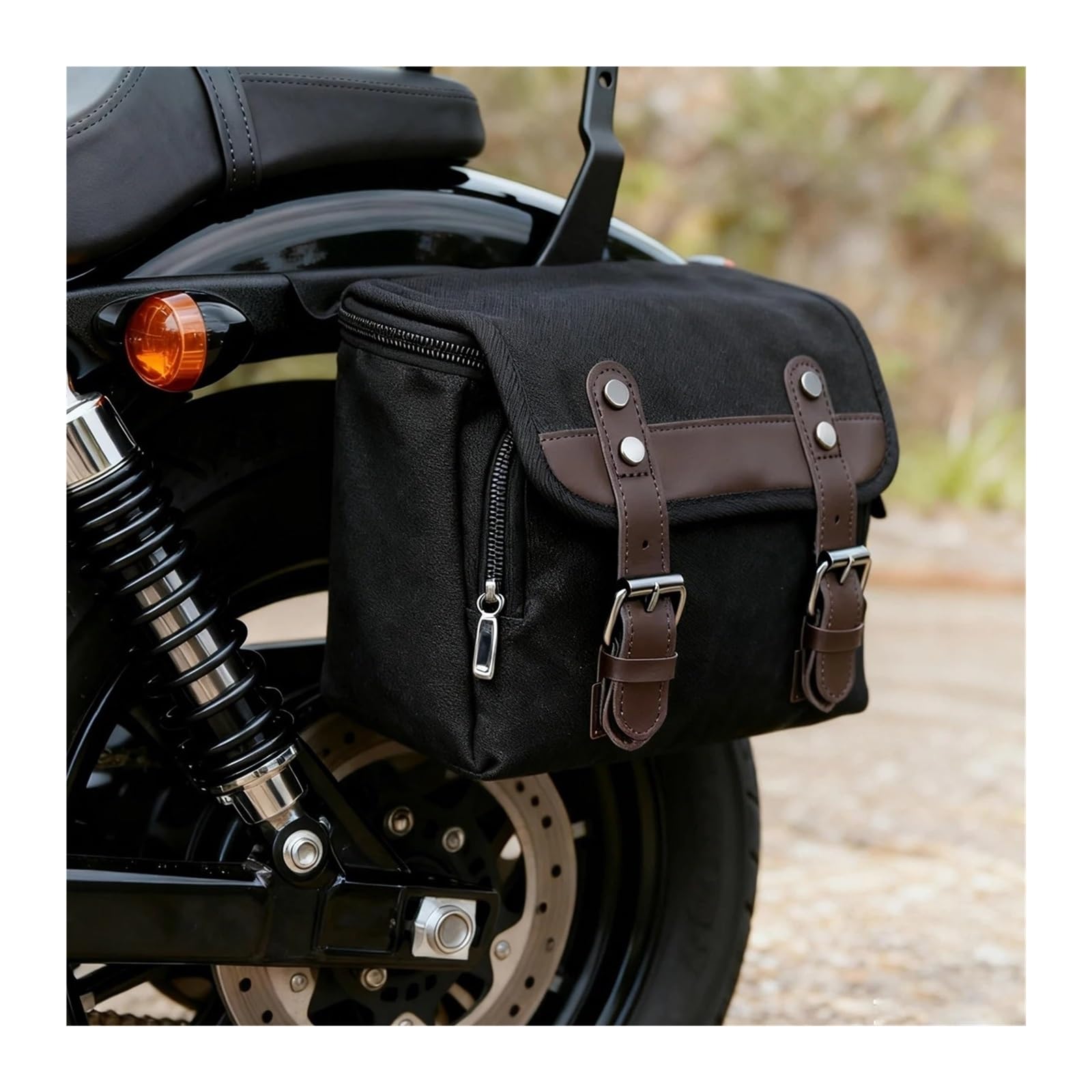 Borsa Laterale Per Moto Strumento Impermeabile Retrò Borse Viaggio Per Bagagli Grande Capacità Sella Per Borsa Posteriore Moto(Plus Size Black)