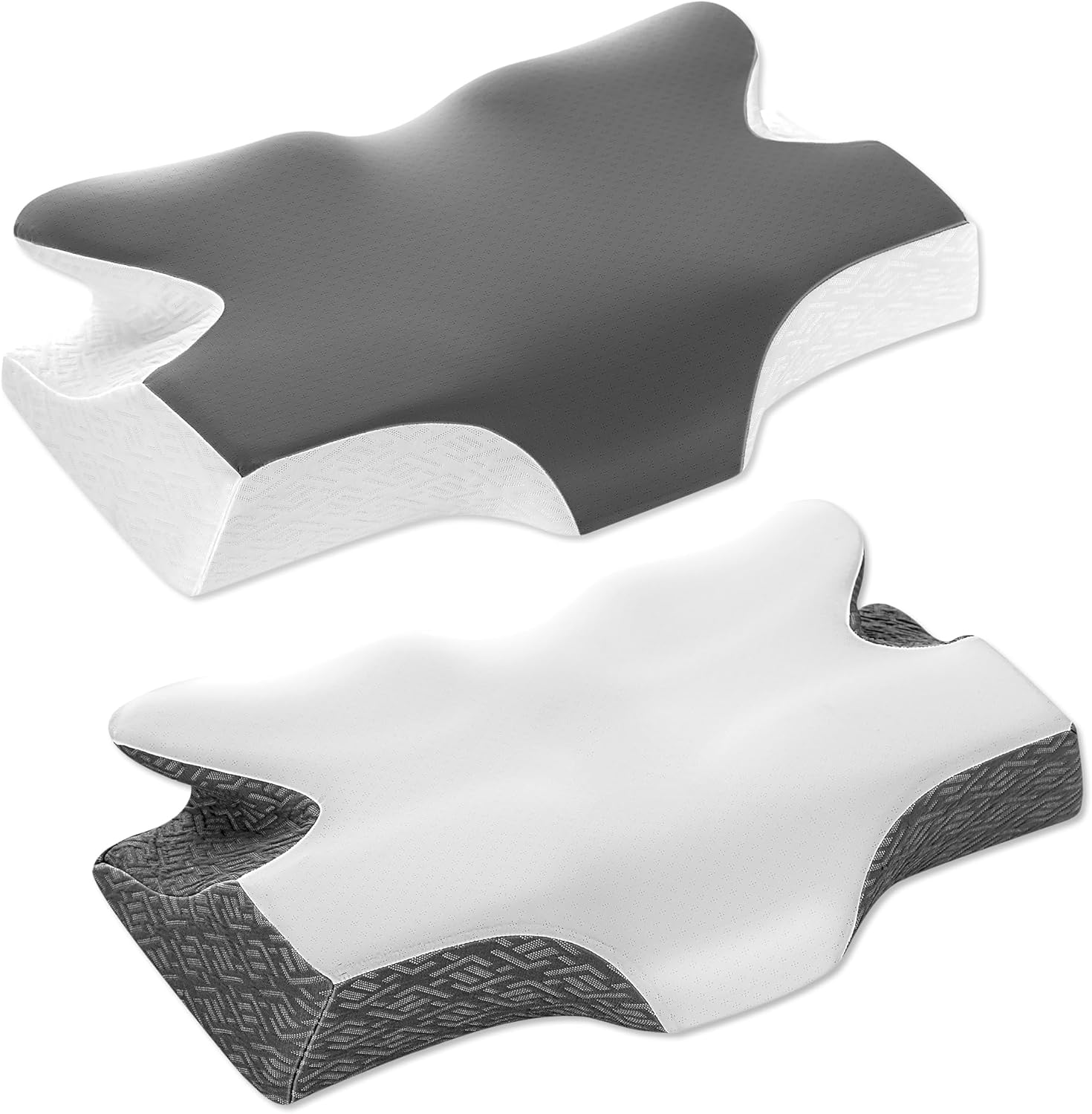 Elviros Cervical Neck Pillow for Sleeping, Memory Foam Pillow for Neck Pain Relief, Side Sleeper Cooling Pillows for Adults, Neck Support with Removable Pillowcase for Back & Stomach Sleepers