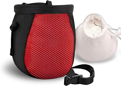 Bolsa de tiza para escalar, con bola de tiza, bolsa de tiza negra ajustable para equipos de escalada en roca