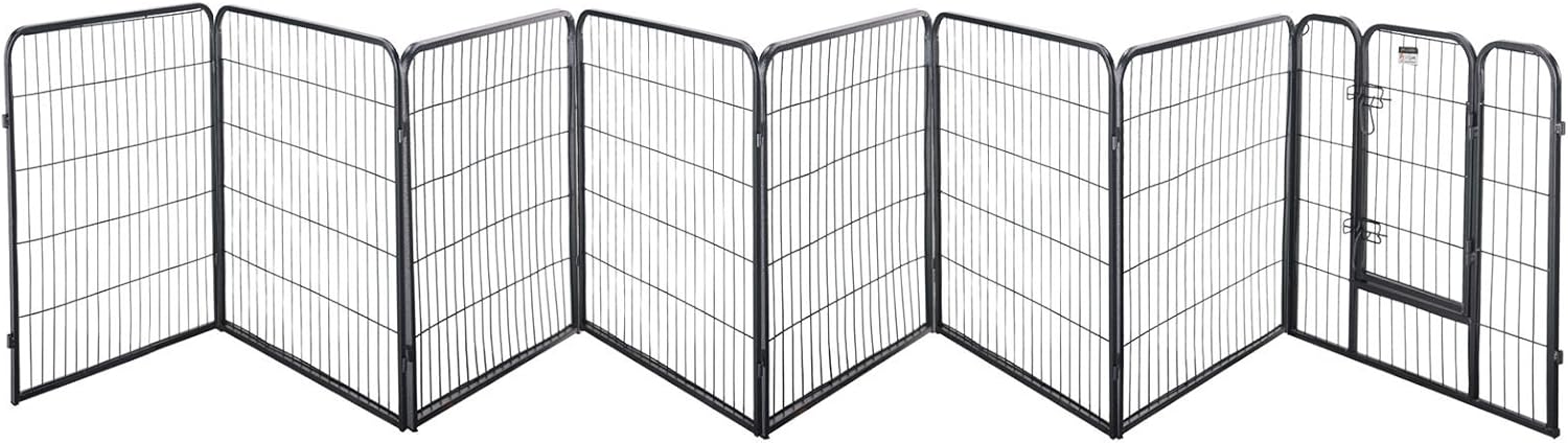 Safstar Dog Playpen with Door, Folding Training Pen, 8 Panels, Heavy Duty Metal Exercise Pen for Pets Pet Puppy Cat