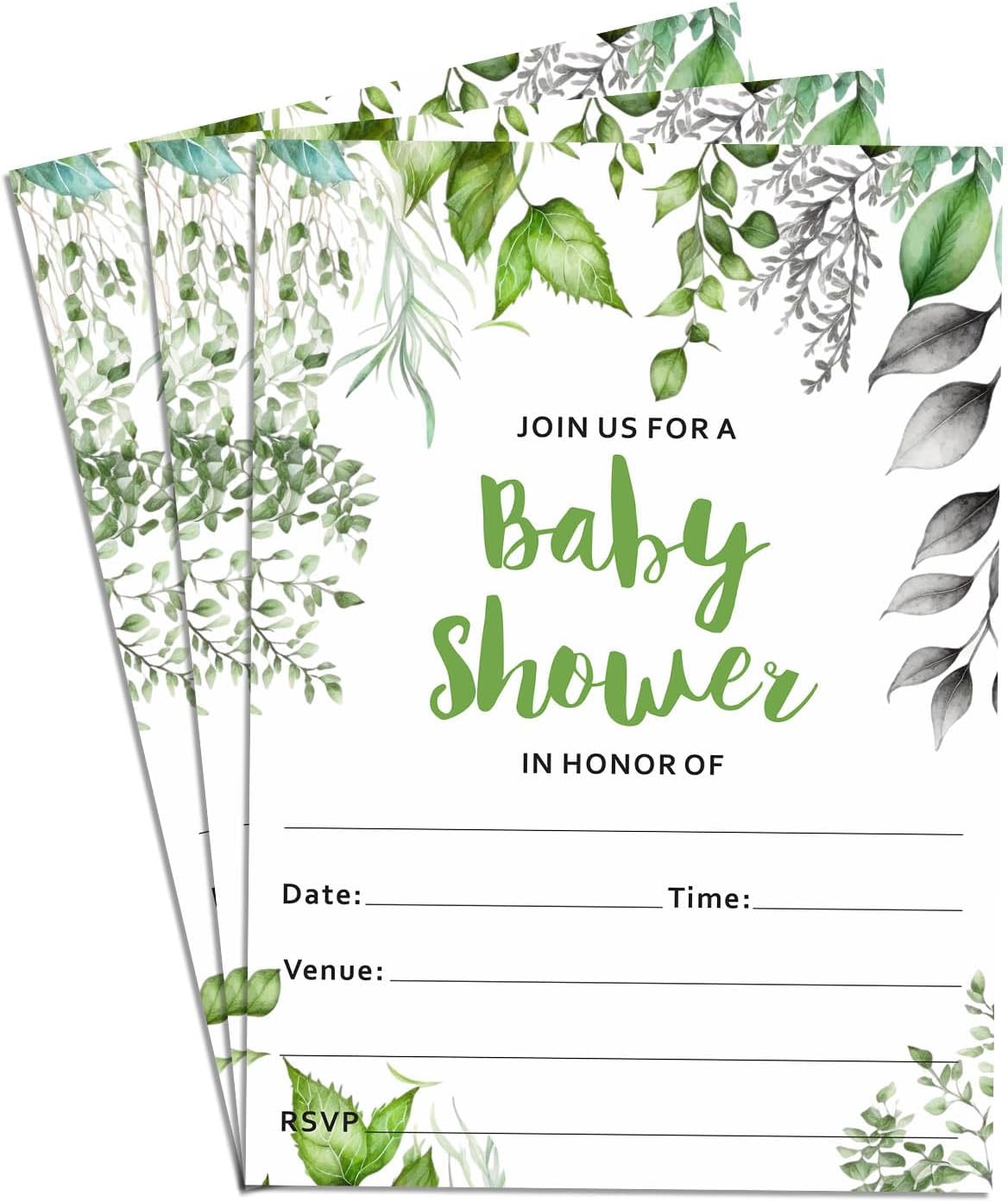 Boy, Girl Floral Shower Invitations Supplies Fill-In Green Invites Cards 4x6" - Bild 27 von 55