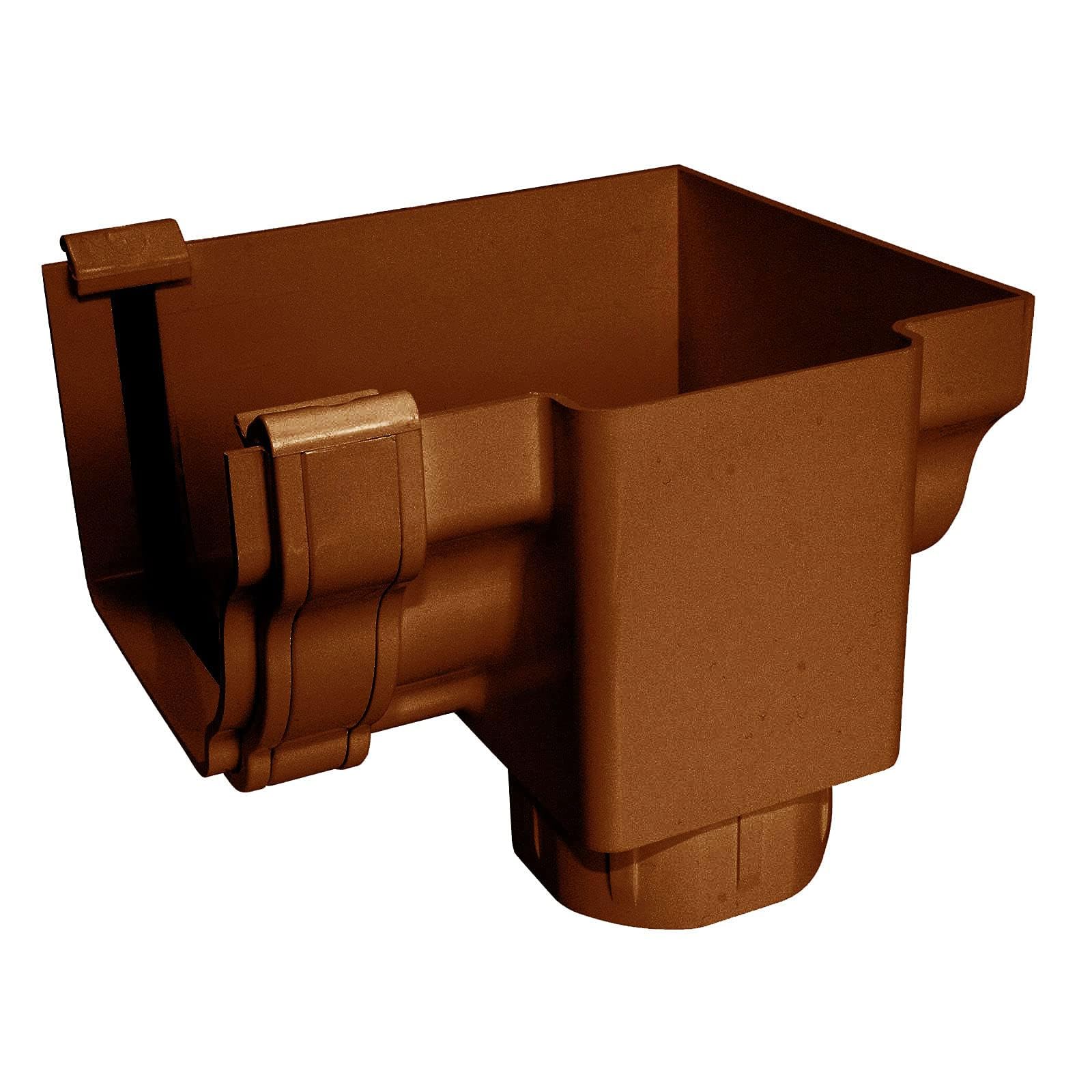 Stopend Offset Outlet for Marley Classic Ogee Gutter of Ultraframe Classic Conservatory Roof Guttering (Right-Hand (with Clips), Chocolate Brown)