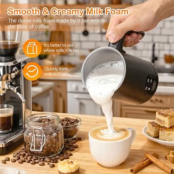 Milk Frother Electric 4 in 1 Automatic Milk Frothers, 11.8OZ /350 ml Large Capacity Hot Chocolate Velvetiser, Silent Milk Steamer & Frother, Hot and Cold Milk Foamer for Coffee Latte Cappuccino