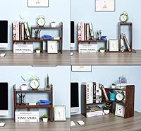 Vista 5 de PAG Organizador de Escritorio Estante de Escritorio Estantería Ajustable de Encimera Estantes de Mesa Pequeños Organizador de Libros Organización