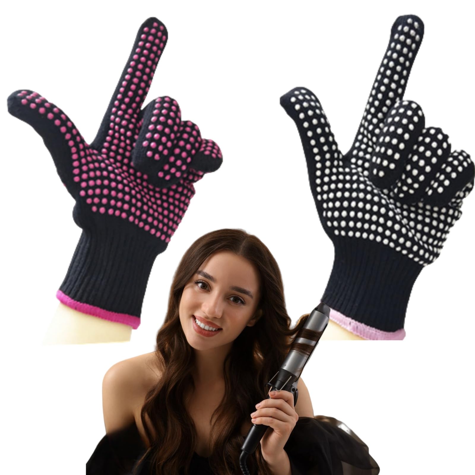 Gants de Coiffage,2 pièces Gants Résistants à Chaleur,Gant Résistant à Chaleur pour Coiffure,Gant Anti Chaleur pour fer à Lisser à Friser le Plat la Baguette de Cheveux Curling Outils