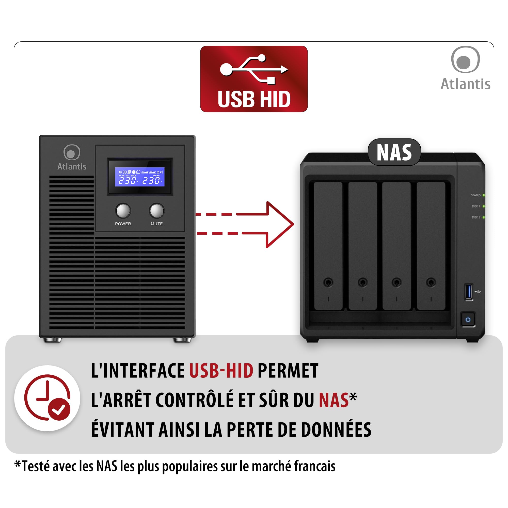 Atlantis onduleur 2000VA/1400W, Onde sinusoïdale Pure | Atlantis USV 2000 VA / 1400 W avec onde sinusoïdale pure