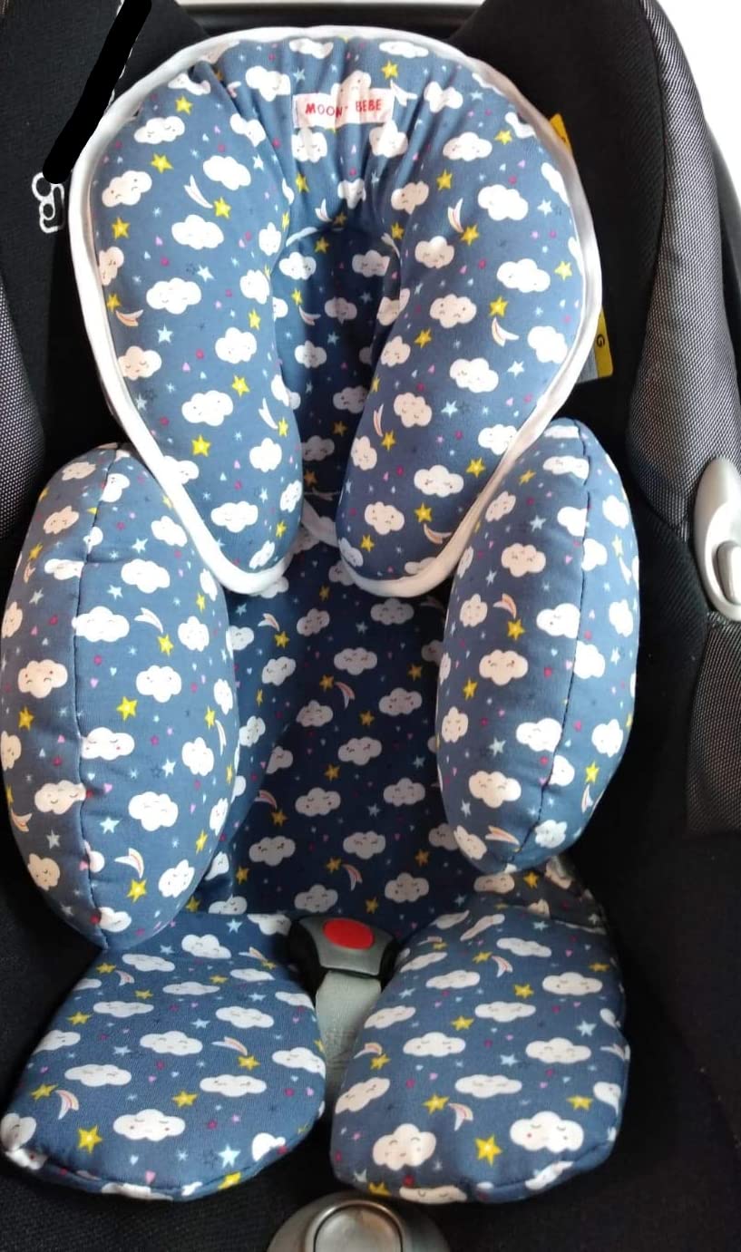 MOON-BEBE ridutore antialergico uneversal maxi cosi seggiolino auto e a piedi (BLU)