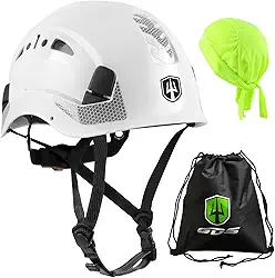 GREEN DEVIL Capacete de segurança com alça de queixo ventilada leve e ajustável para homens e mulheres com design de alta visibilidade ideal para escalada de árvores, trabalho em altura