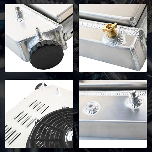 Miniatura 5 de RADREPLA Radiador de aluminio de 3 filas para Chevy GMC C10 C20 C30 C1500 C2500 K10 K20 K30 Pickup Blazer Jimmy V8 Radiadores Shroud 2 x 12 pulgadas
