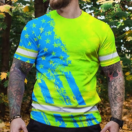 Miniatura 4 de HiVis Custom Camisa de alta visibilidad con bandera de Estados Unidos de color para hombres y mujeres, con nombre personalizado, camisa de seguridad