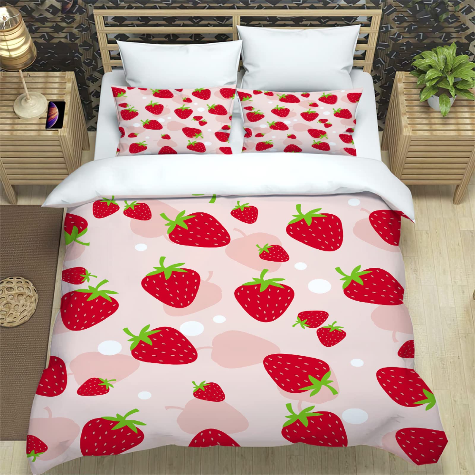 SunYe Microfiber Duvet Cover Soft Comfortable Breathable Machine Washable Four Seasons Universal Bedding For Bedroom Hotel Kids Room Pink Green