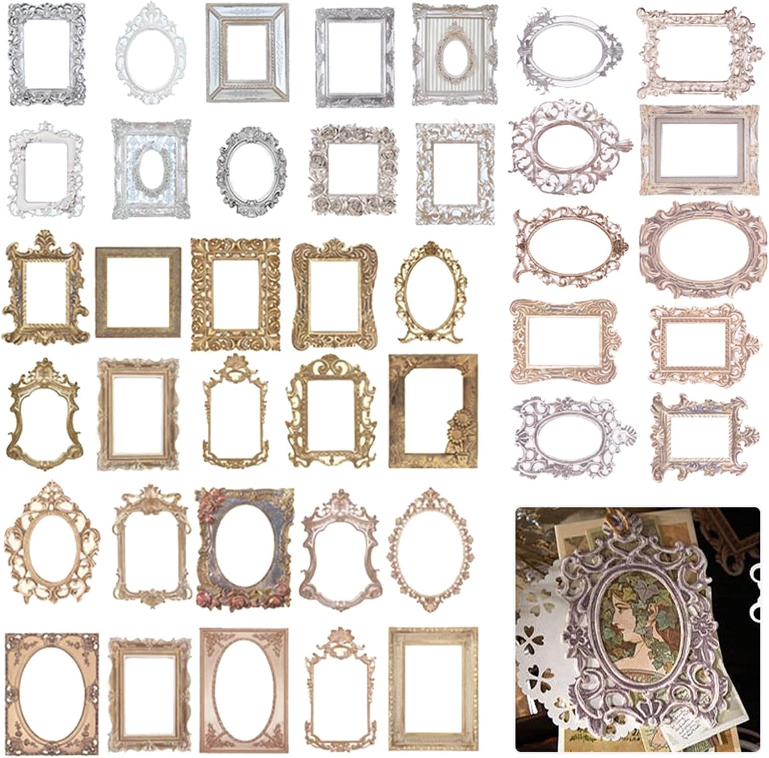 60 Blätter Scrapbook Papier Set - Strukturierte Bastelpapiere Mit Spitze & Netz