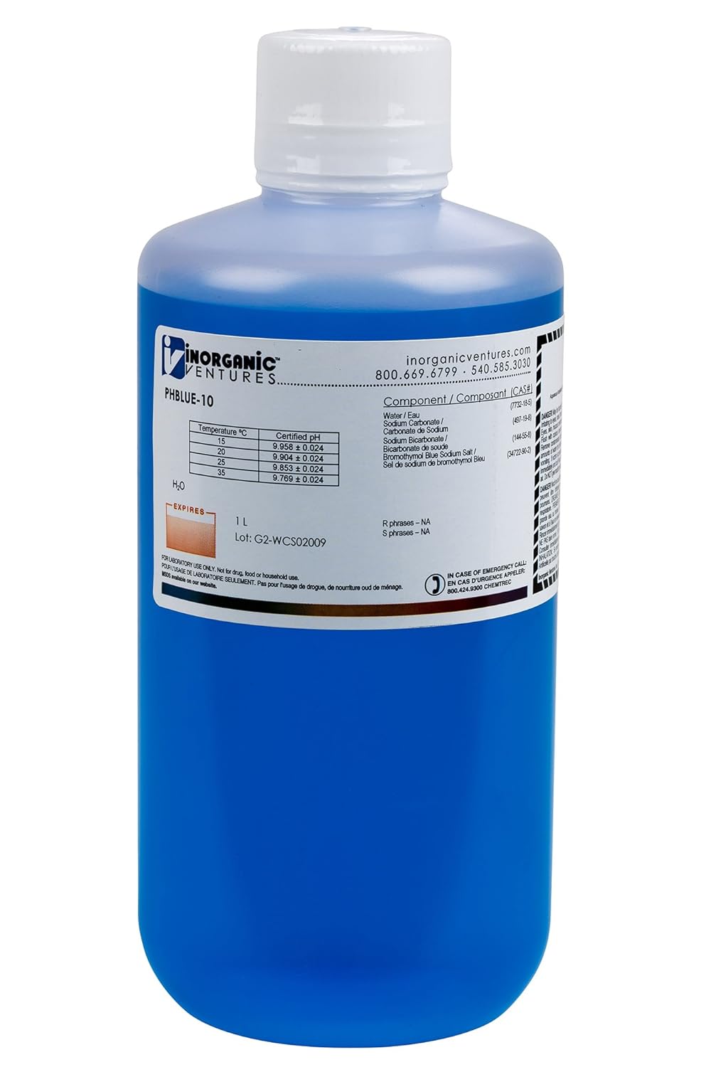 Ventures PHBLUE101L pH 10 Blue Calibration Standard, 1L