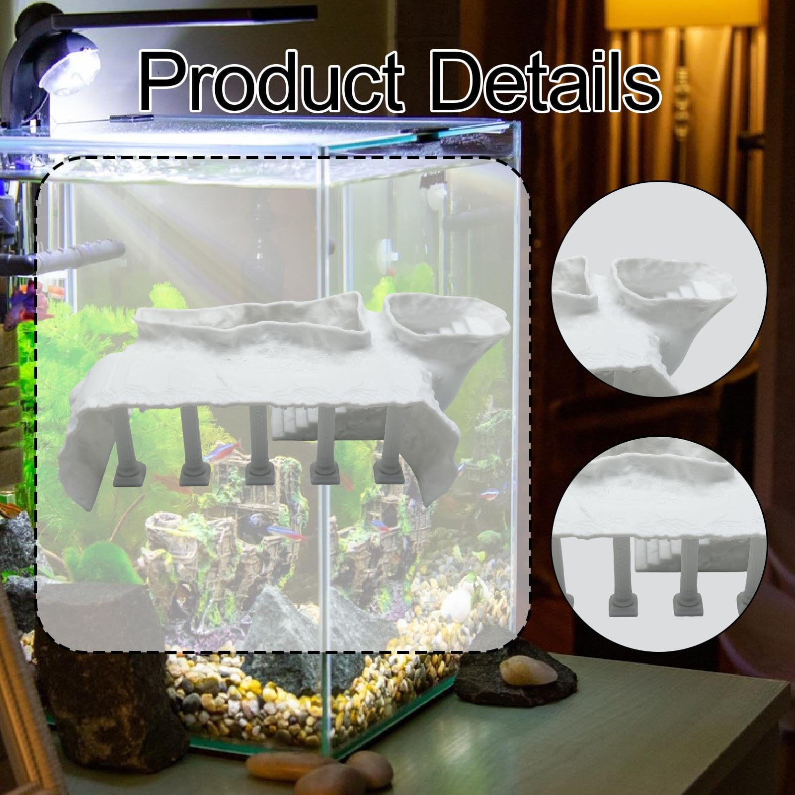 F Fityle Colonne Romaine Souterraine pour Aquarium - Décoration D'aquarium Robuste et Créative - Cachette - Accessoires pour Aquarium (Poissons et Crevette, L White
