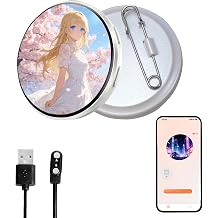Digital Badge Pin with IPS Screen & Protective Case, Bluetooth Pixel Badge Electronic Smart Display, 1.70-inch 360x360 Resolution Photo Video GIF, Magnetic Smart for Cosplay, Conventions, Events Black