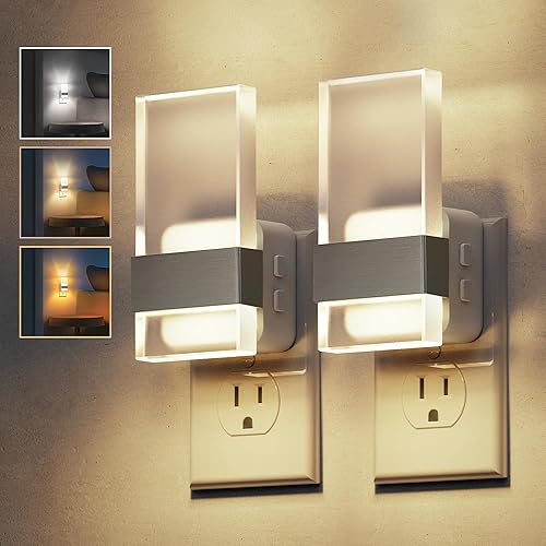 Miniatura 15 de L LOHAS LED - Luces nocturnas enchufables en la pared, paquete de 2 luces nocturnas LED enchufables con sensor de crepúsculo a amanecer, luz Blanco